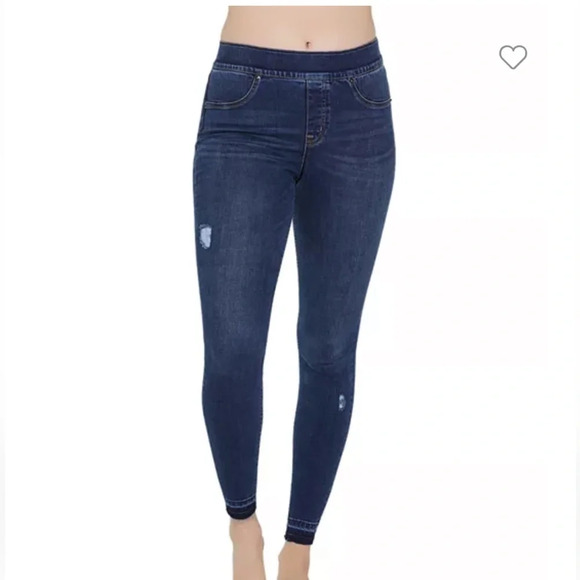 Distressed Denim Skinny Jean Leggings - Picture 1 of 12